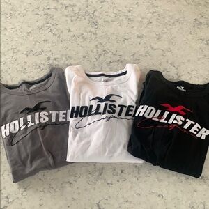 Hollister Long Sleeve Tees Gray and White Soft Cotton